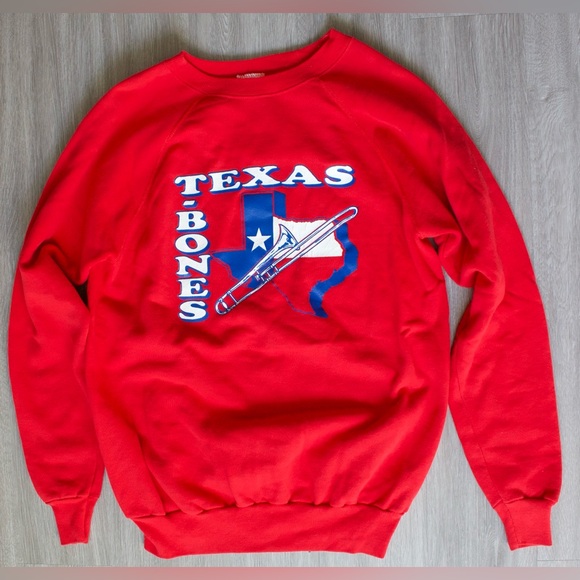 Vintage 70s Or 80s TEXAS Red Sweatshirt Size XL Pannill Made In USA - Picture 1 of 5